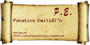 Patatics Emilián névjegykártya